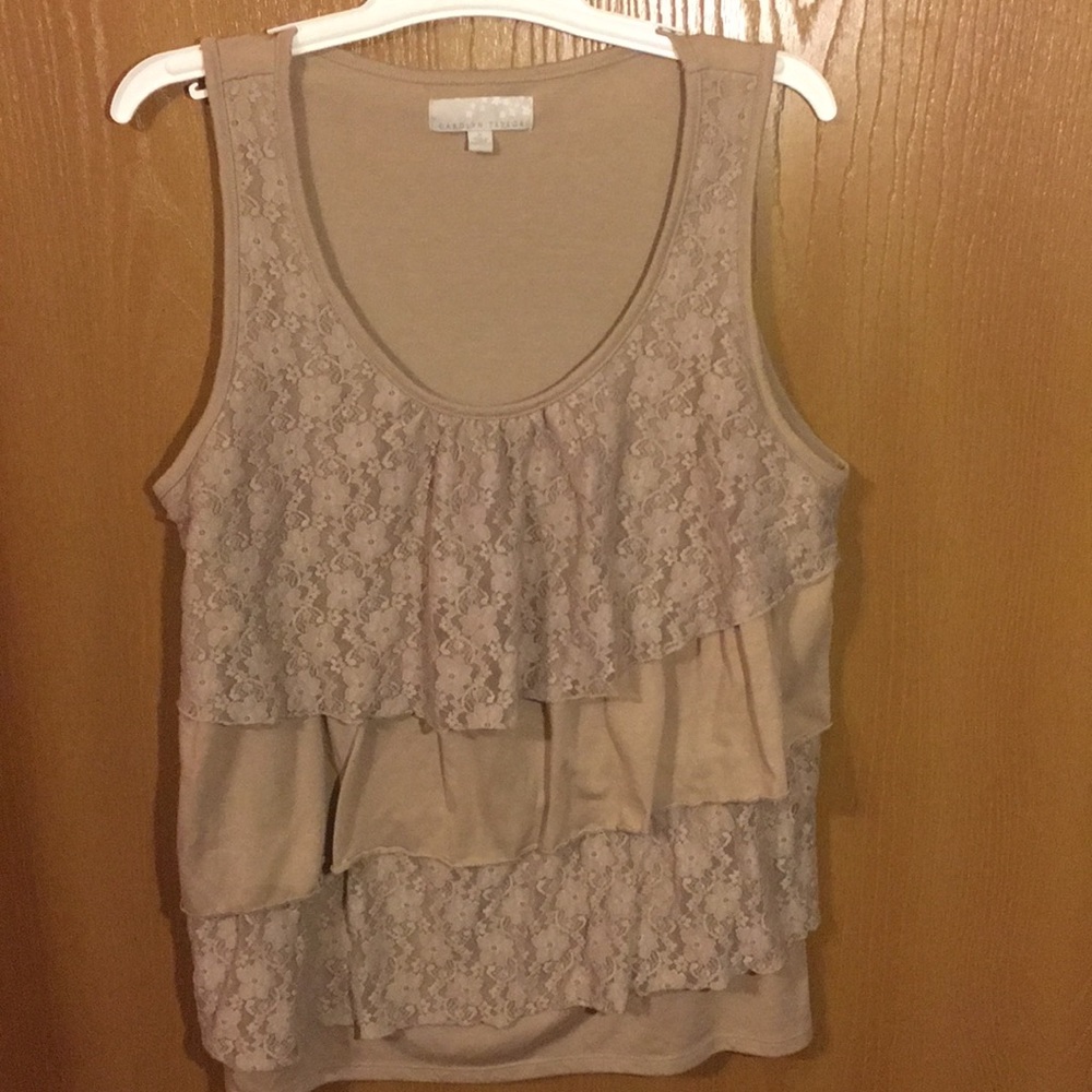 Tan lace tank